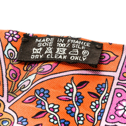Hermes Silk Au Pays Des Oiseaux Fleurs Twilly Rose Vif Rouge Vert 3 of 4