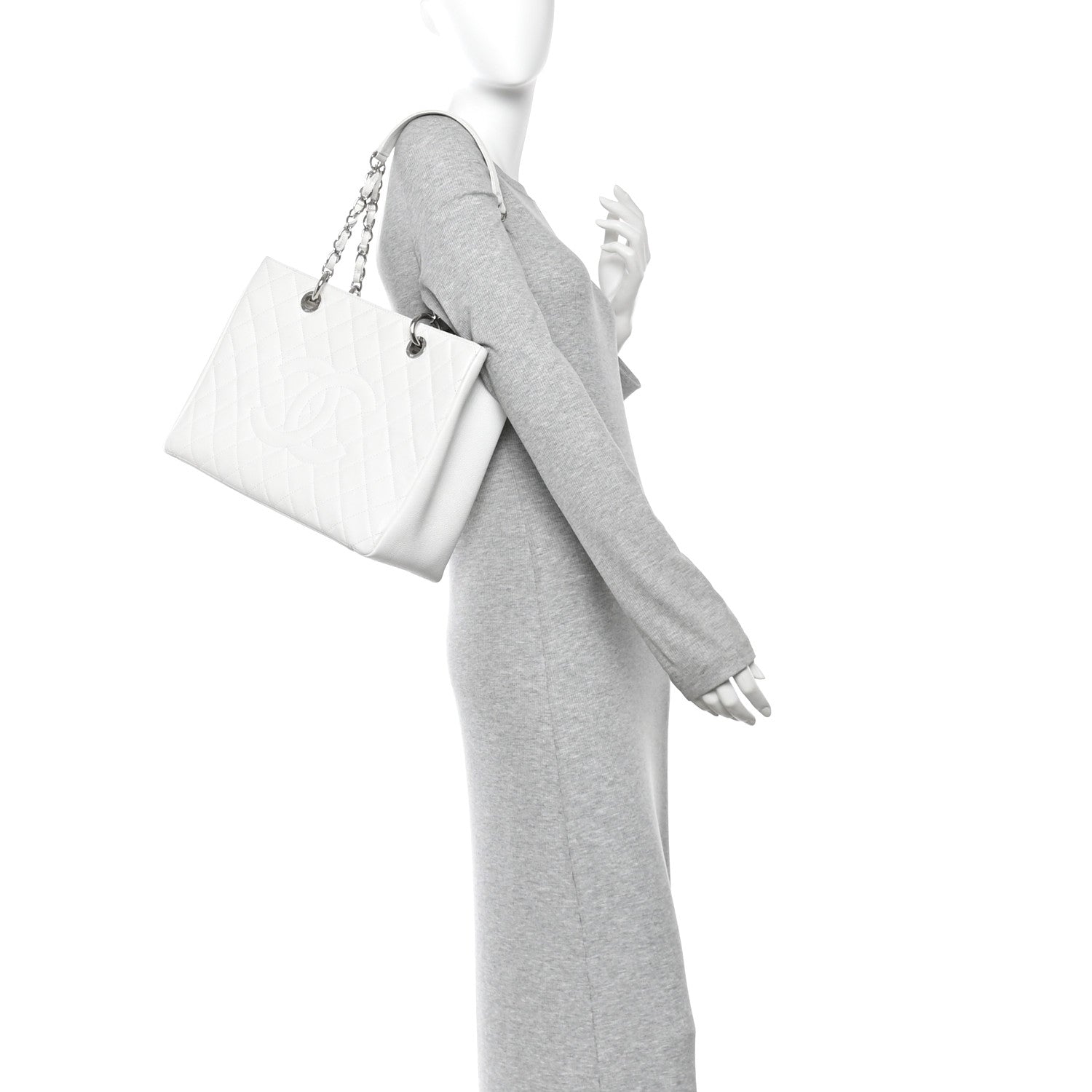 Chanel Caviar Quilted Grand Shopping Tote GST White 2 of 14