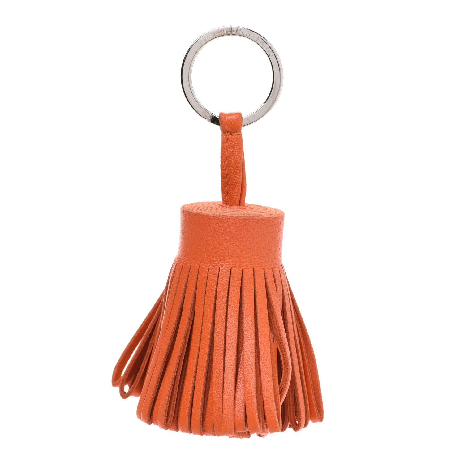 Hermes Lambskin Carmen Tassel Key Holder Feu Orange 1 of 4