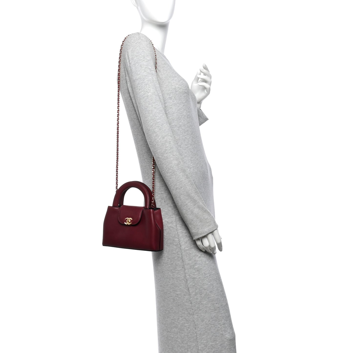 Caviar Nano Kelly Shopper Burgundy