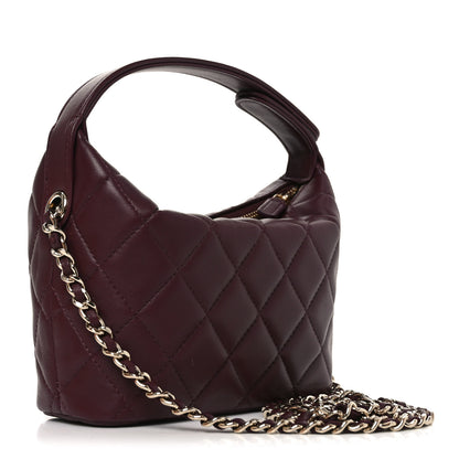 Chanel Lambskin Quilted Hobo Clutch With Chain Burgundy 4 of 21