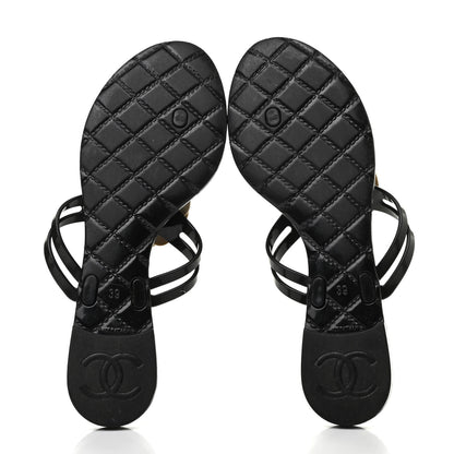Chanel Jelly Camellia Thong Sandals 39 Black Ivory 5 of 10