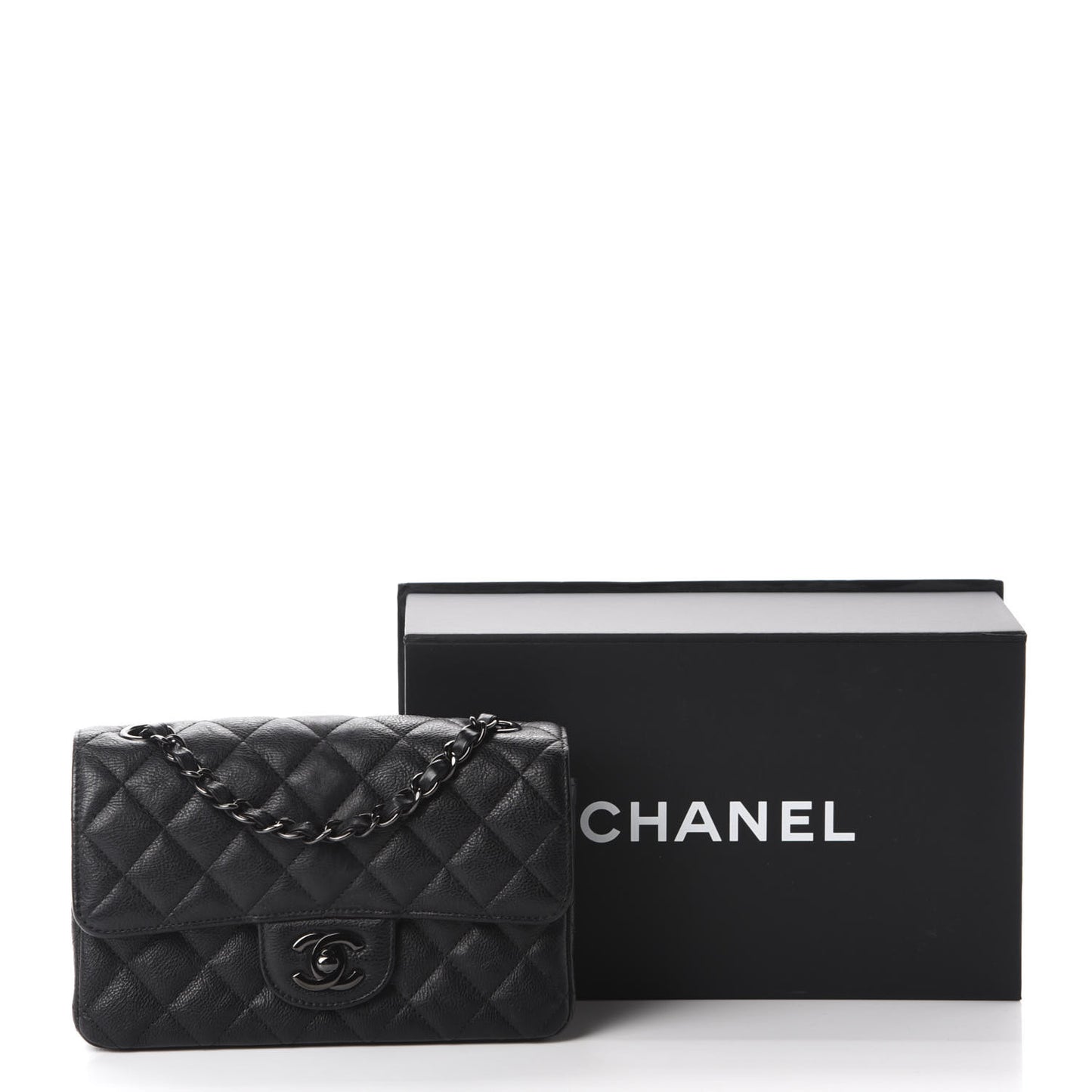 Crumpled Calfskin Quilted Mini Rectangular Flap So Black