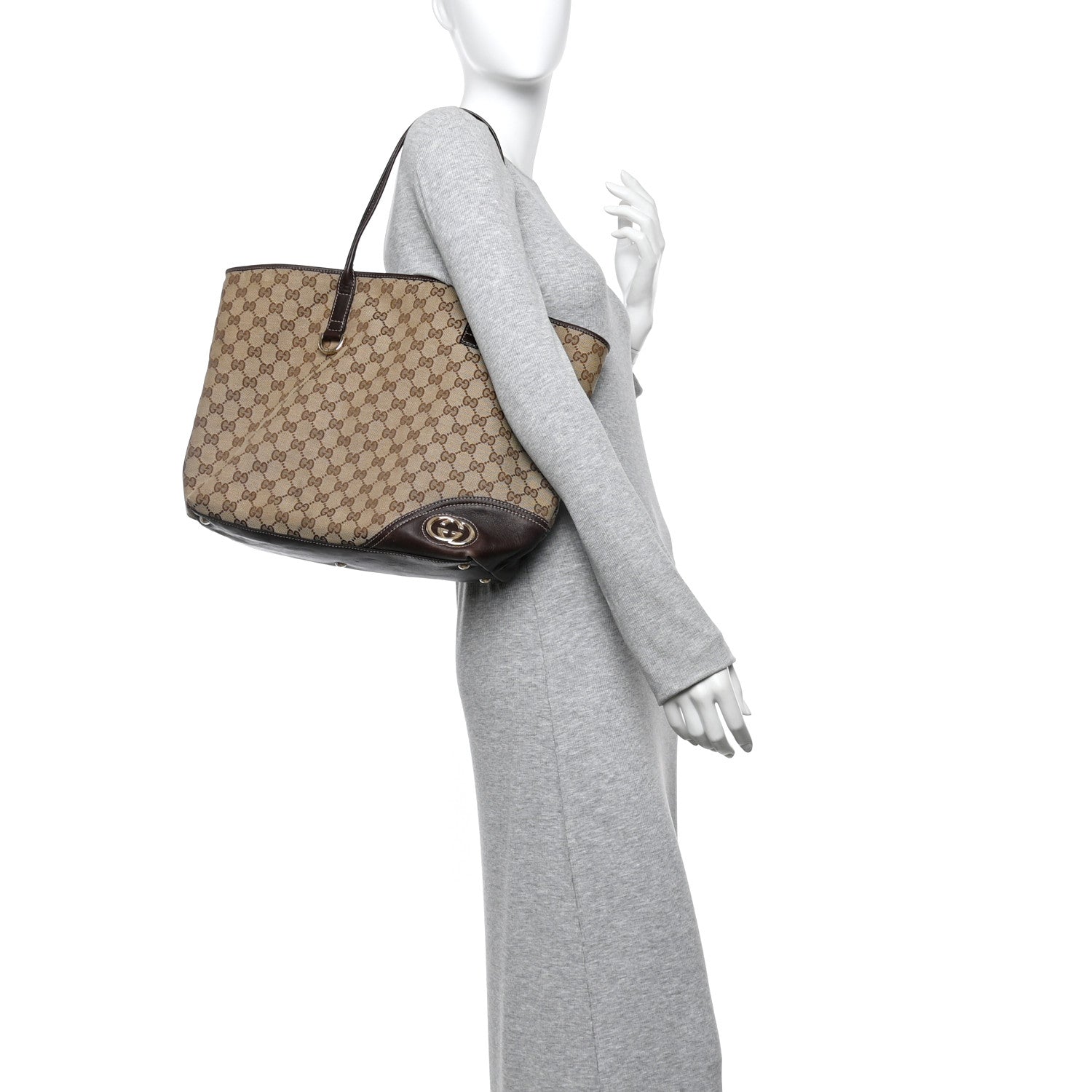 Gucci Monogram Large New Britt Tote Brown 2 of 10