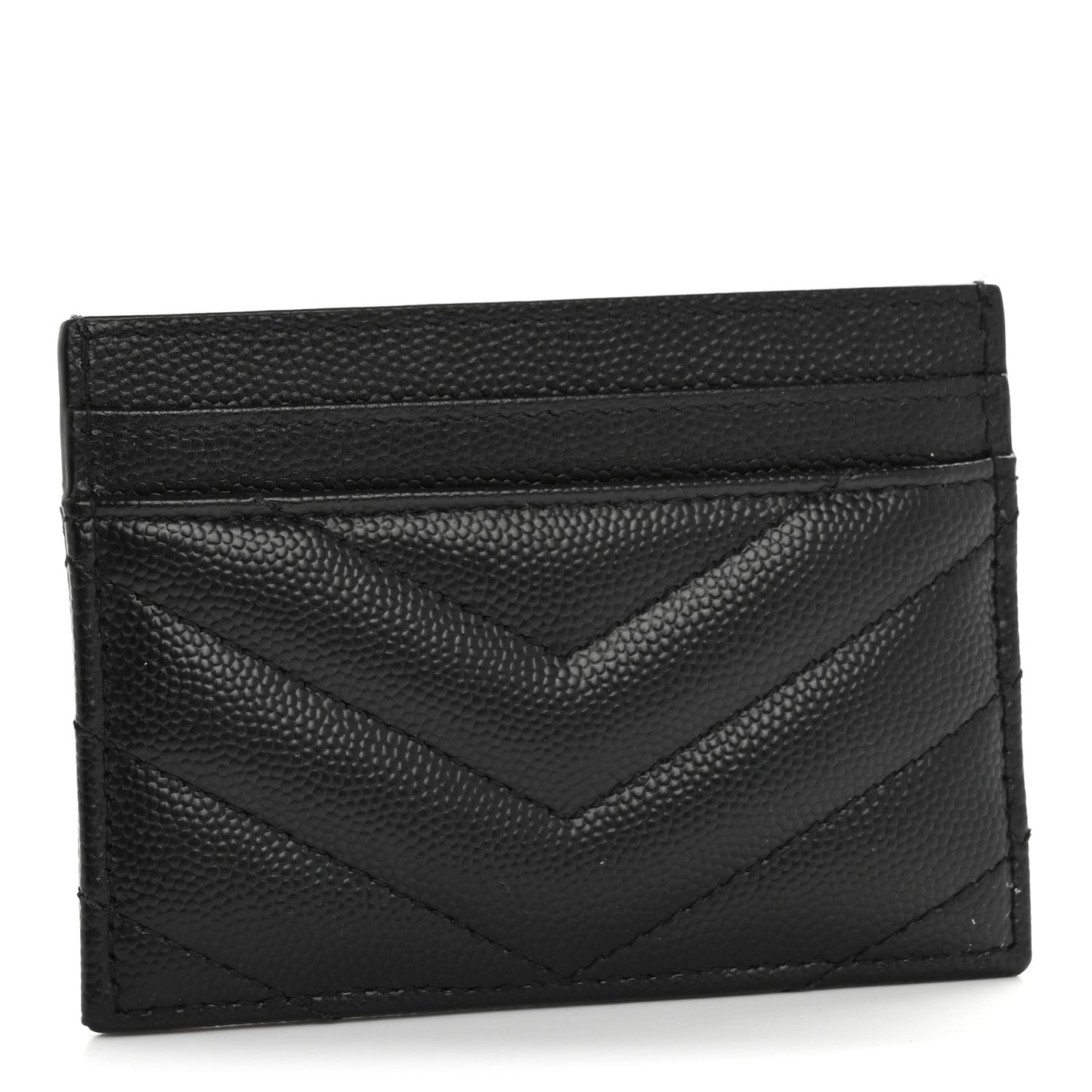 Grain De Poudre Matelasse Chevron Monogram Credit Card Case Black