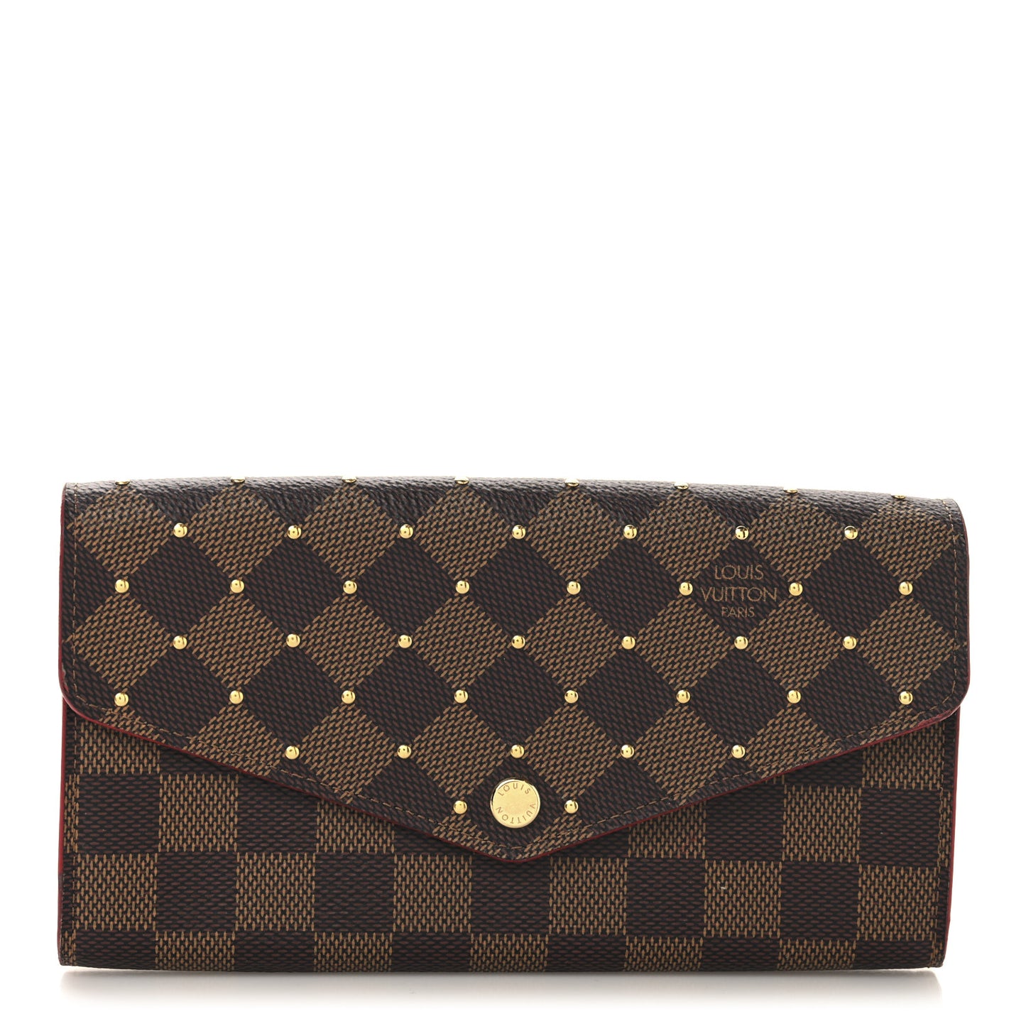 Damier Ebene Studded Sarah Wallet NM Cherry