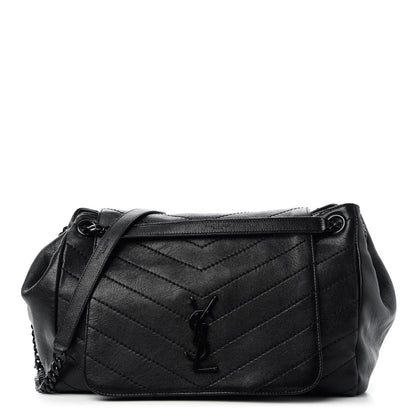 Saint Laurent Vintage Lambskin Chevron Monogram Medium Nolita Black 1 of 10