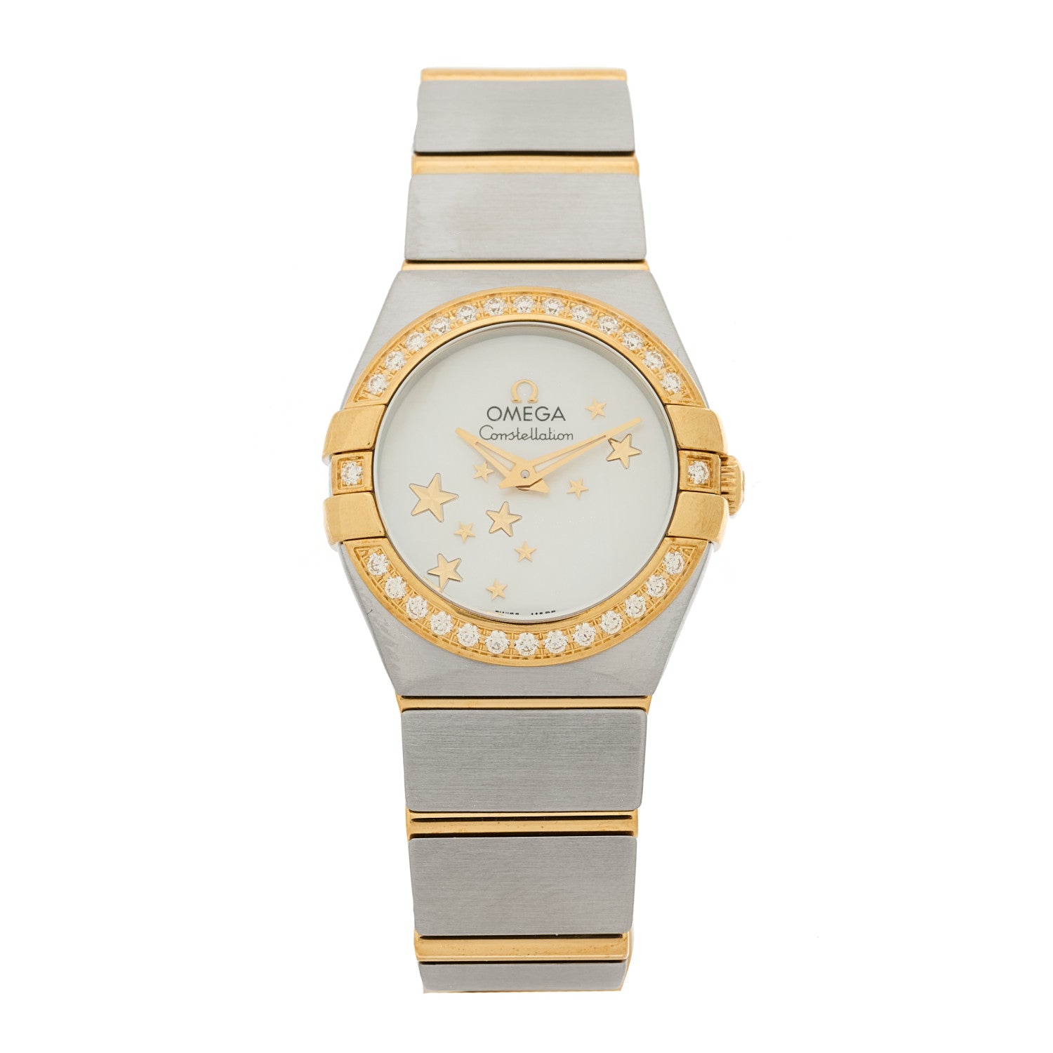 Omega Stainless Steel 18K Yellow Gold Diamond Bezel Mother of Pearl 24mm Constellation Quartz Watch 123.25.24.60.05.001 1 of 4