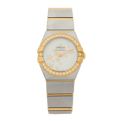 Omega Stainless Steel 18K Yellow Gold Diamond Bezel Mother of Pearl 24mm Constellation Quartz Watch 123.25.24.60.05.001 1 of 4