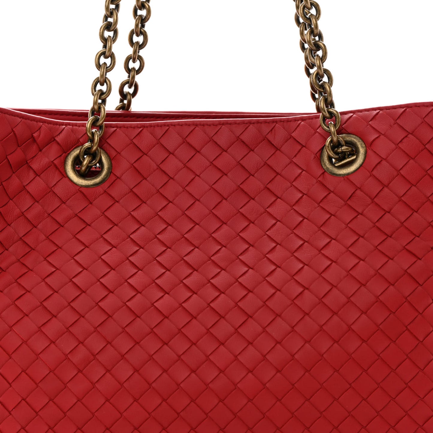 Nappa Intrecciato Medium Classic Chain Strap Tote Red