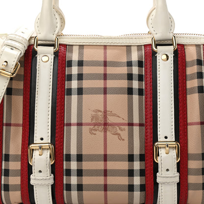 Burberry Haymarket Check Medium Alchester Bowling Bag White Military Red 10 of 16