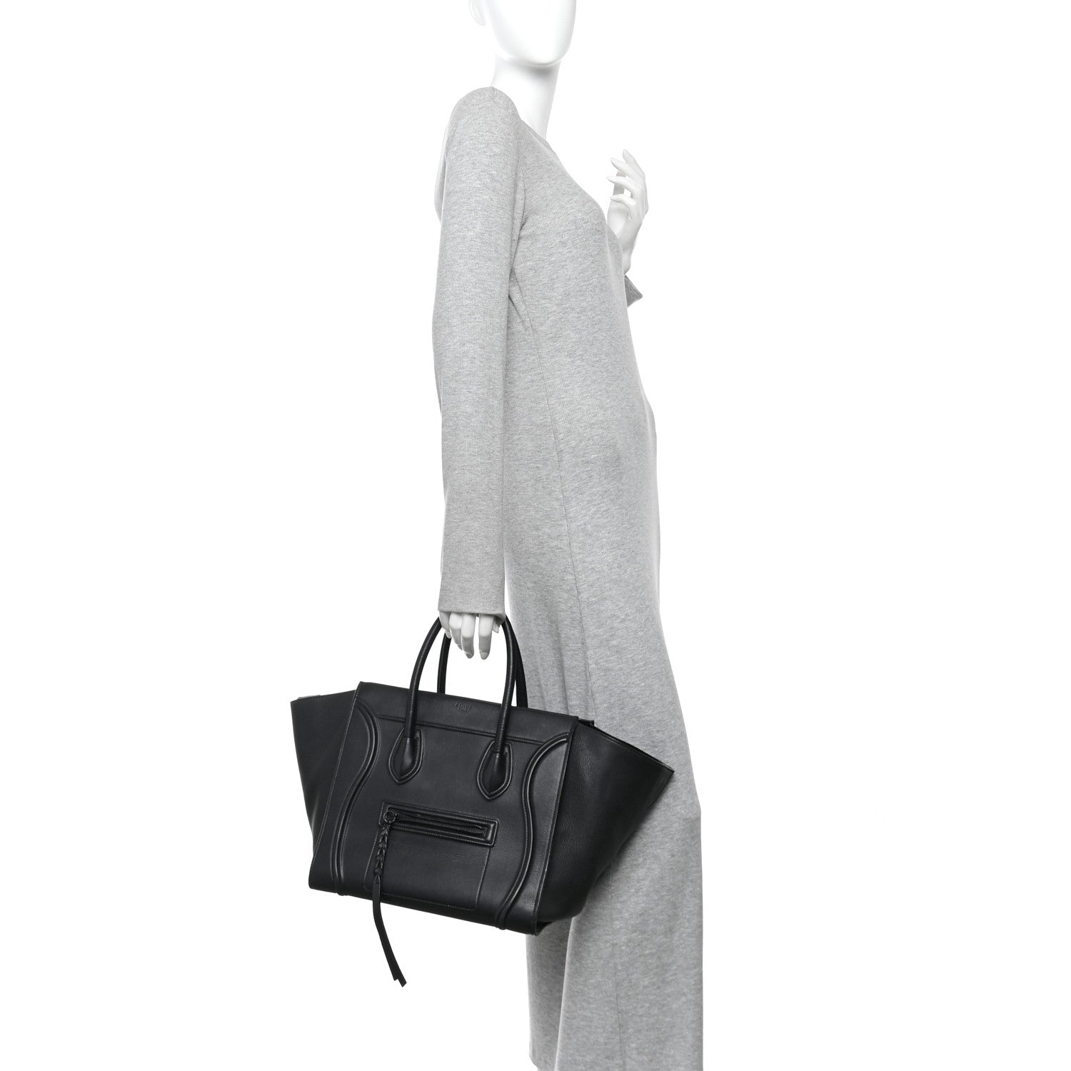 Celine Smooth Calfskin Medium Phantom Luggage Black 2 of 12