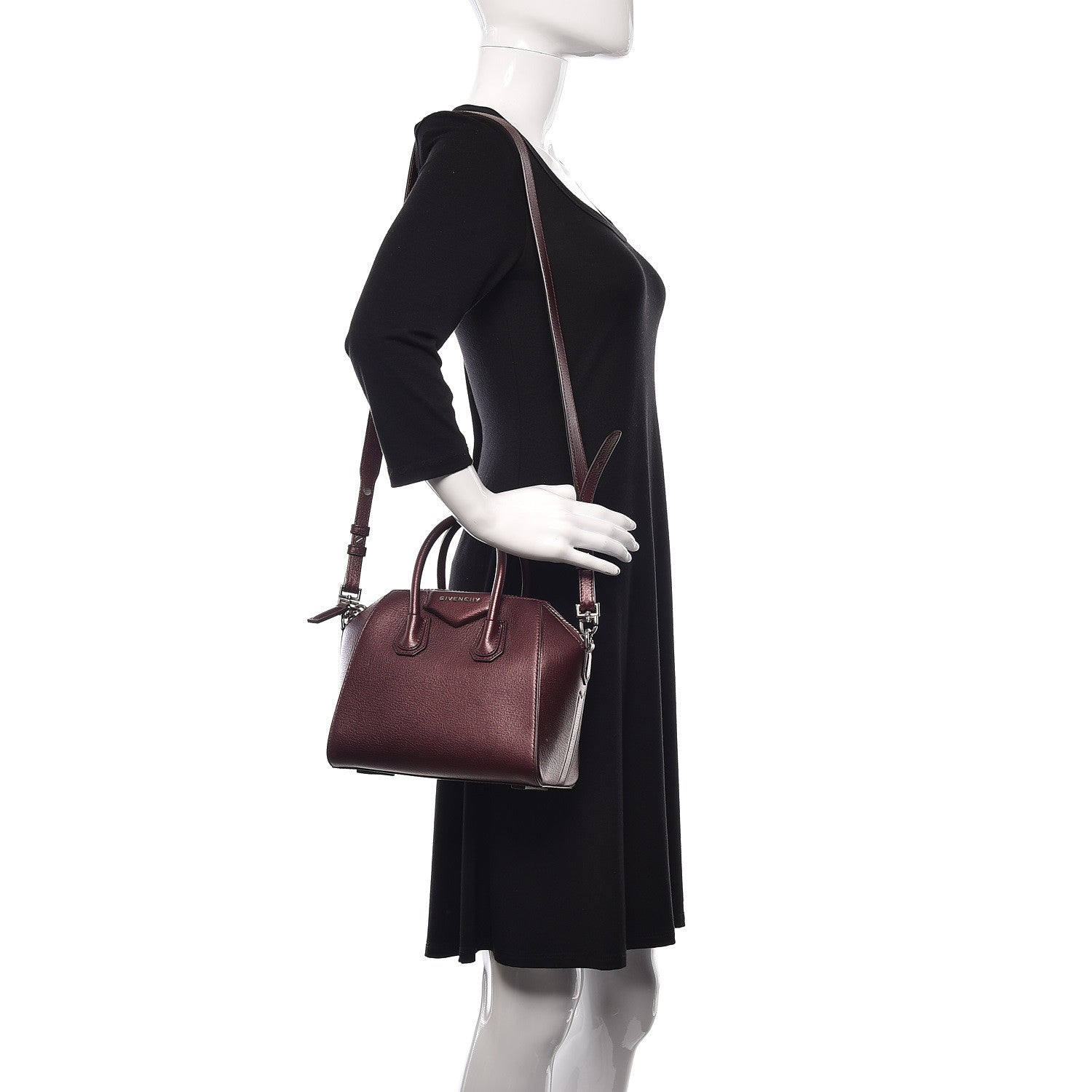 Givenchy Metallic Sugar Goatskin Mini Antigona Oxblood 2 of 11