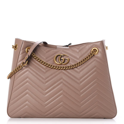 Gucci Calfskin Matelasse Medium GG Marmont Shoulder Tote Bag Porcelain Rose 1 of 8