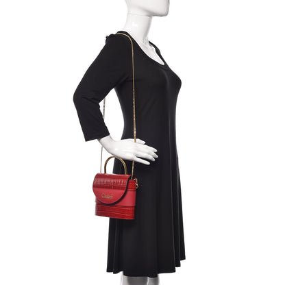 Chloe Calfskin Crocodile Embossed Small Aby Lock Dusky Red 2 of 9