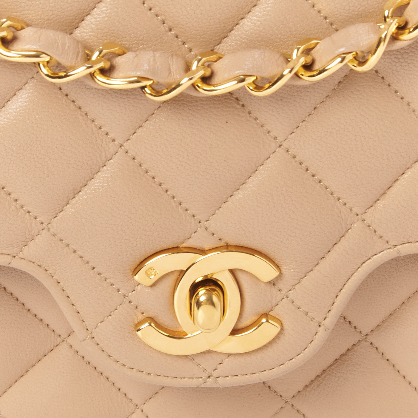 Chanel Lambskin Quilted Medium Double Flap Beige 9 of 9