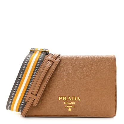 Prada Vitello Daino Flap Crossbody Caramel 1 of 9