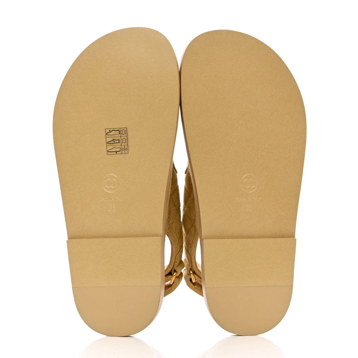 Suede Calfskin Pearl Velcro Dad Sandals 35 Beige