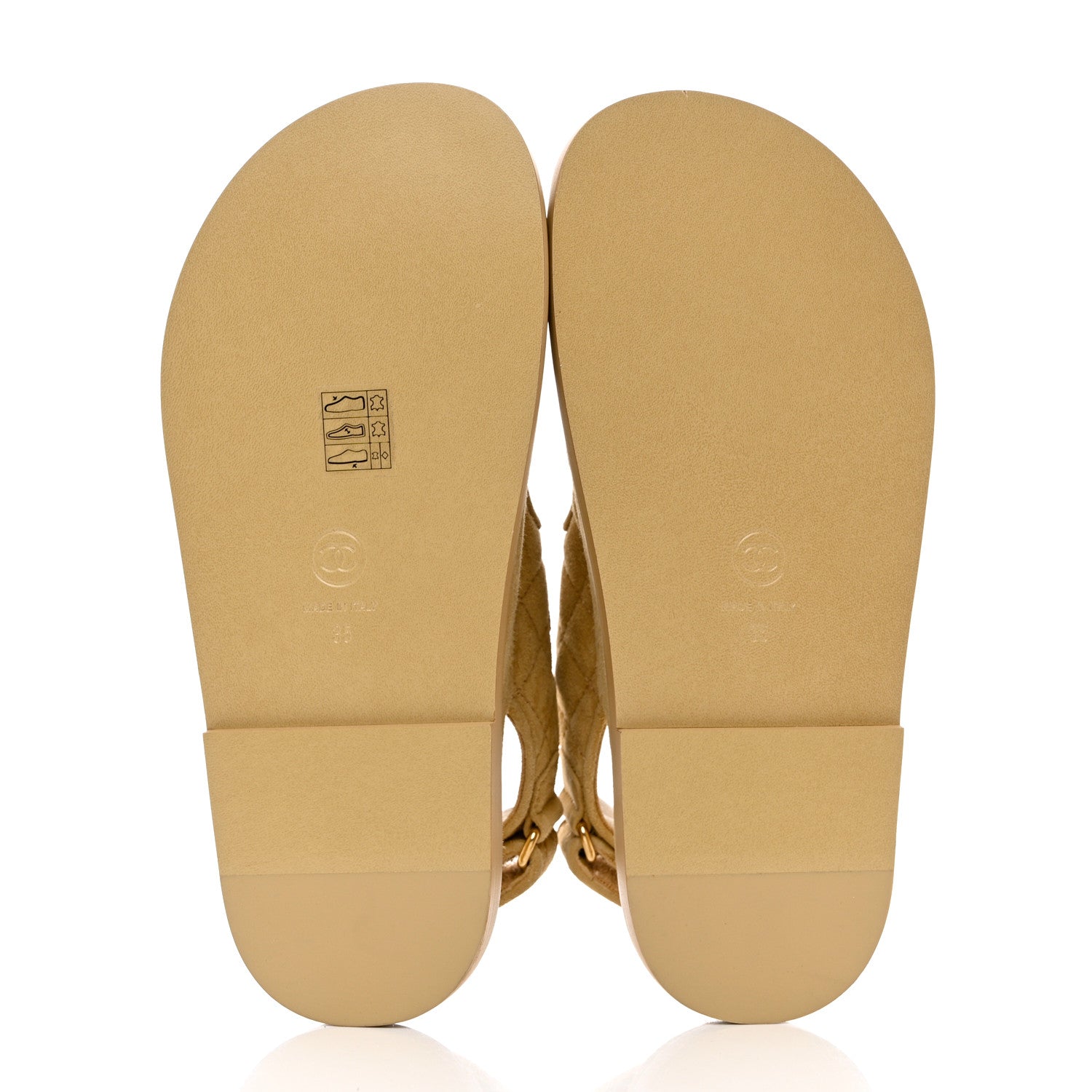 Chanel Suede Calfskin Pearl Velcro Dad Sandals 35 Beige 5 of 9