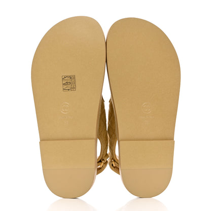 Chanel Suede Calfskin Pearl Velcro Dad Sandals 35 Beige 5 of 9