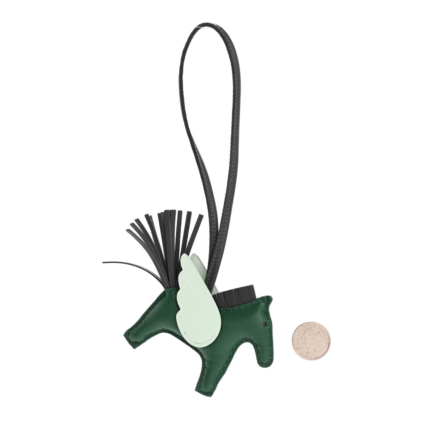 Milo Lambskin Grigri Rodeo Pegase Horse Bag Charm PM Vert Moyen Ardoise Vert Peppermint