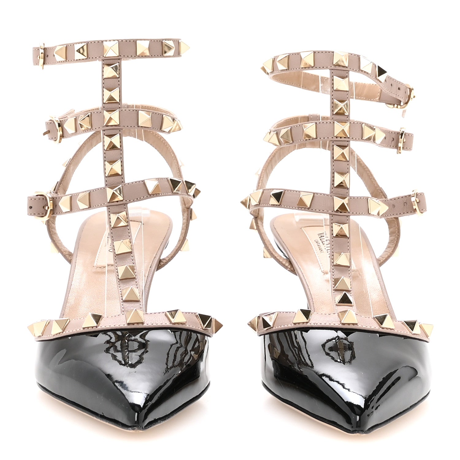 Valentino Garavani Patent Nappa Rockstud Ankle Strap 65mm Pumps 37 Black Poudre 3 of 9
