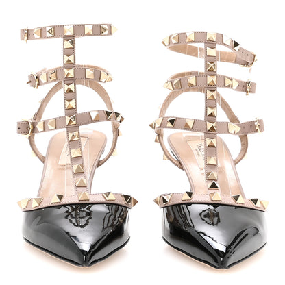 Valentino Garavani Patent Nappa Rockstud Ankle Strap 65mm Pumps 37 Black Poudre 3 of 9