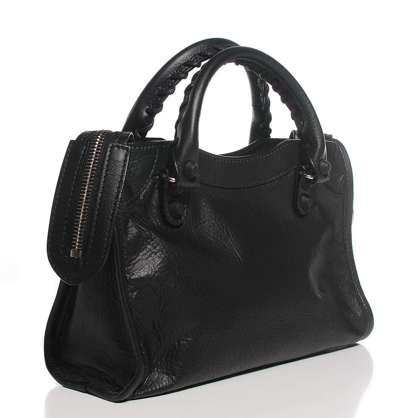 Matte Goatskin Rubber Covered Classic Hardware Mini City Black