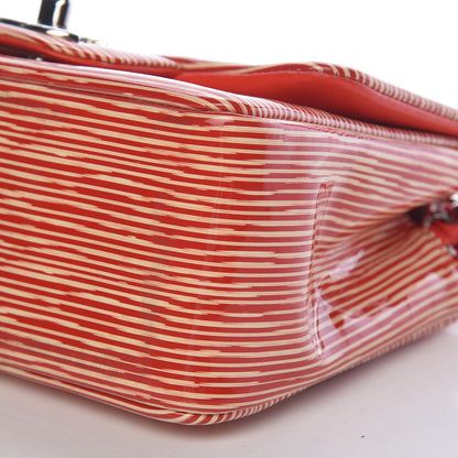 Chanel Patent Calfskin Striped Mini Square Flap Red 11 of 11