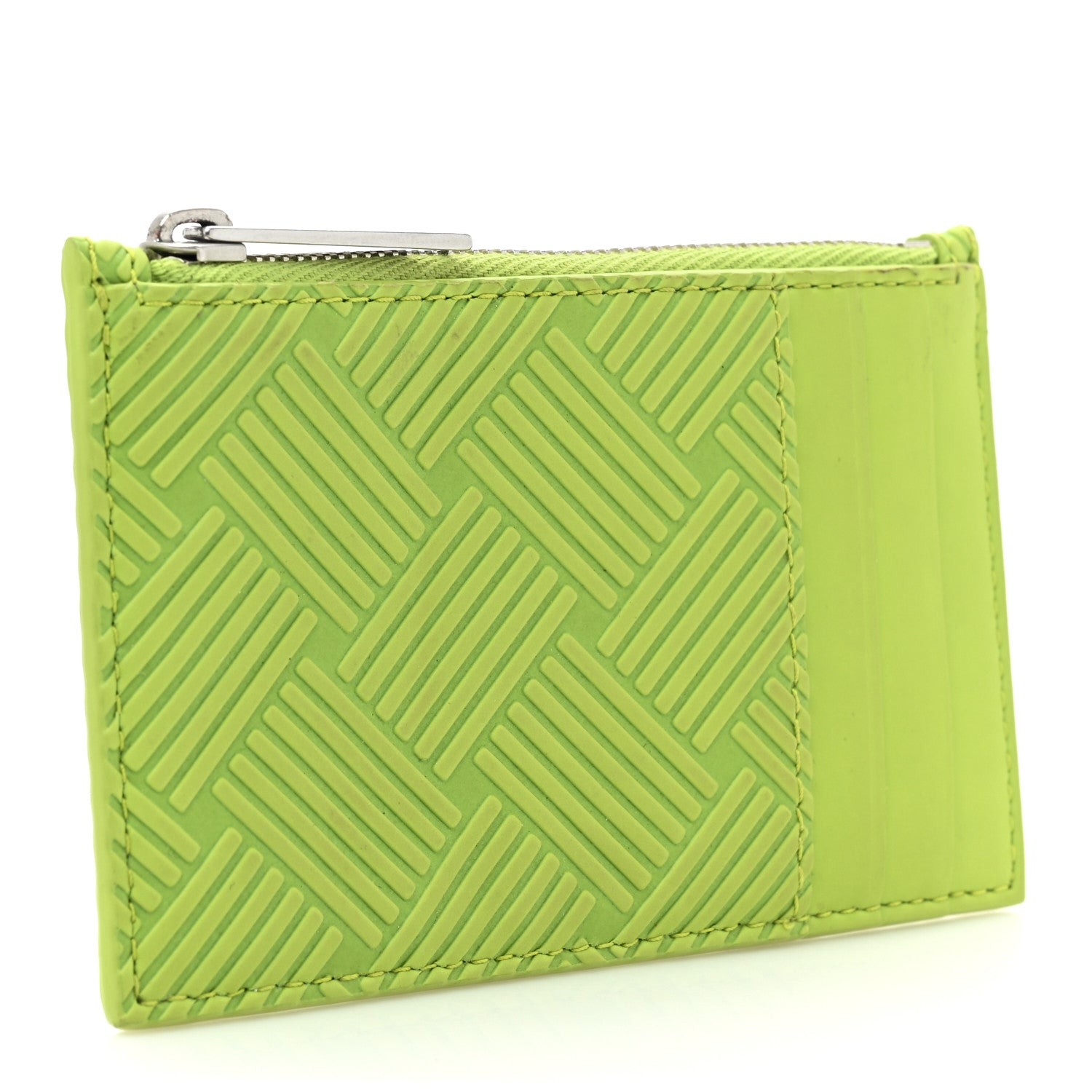 Bottega Veneta Nappa Embossed Intrecciato Zipped Card Case Kiwi 3 of 12