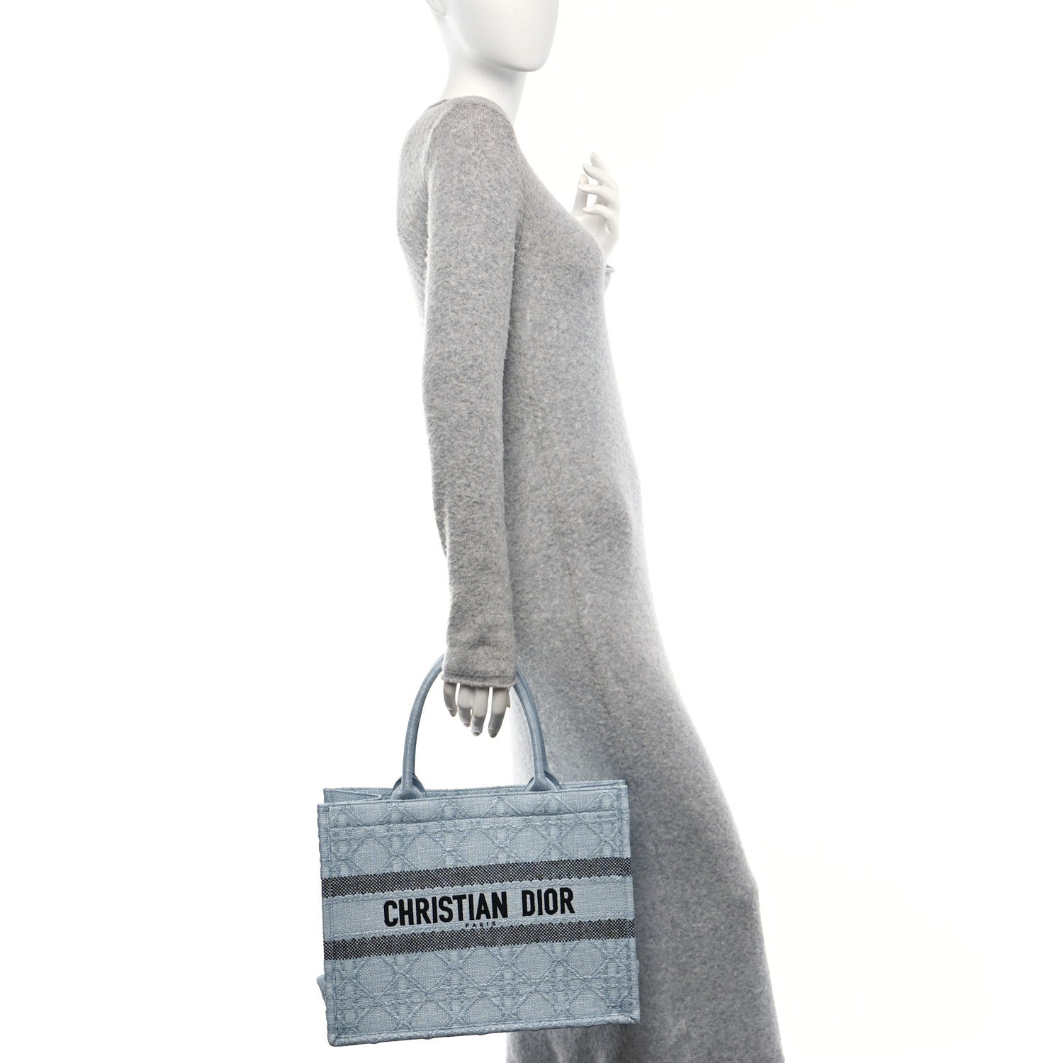 Christian Dior Raffia Cannage Medium Book Tote Blue 2 of 11