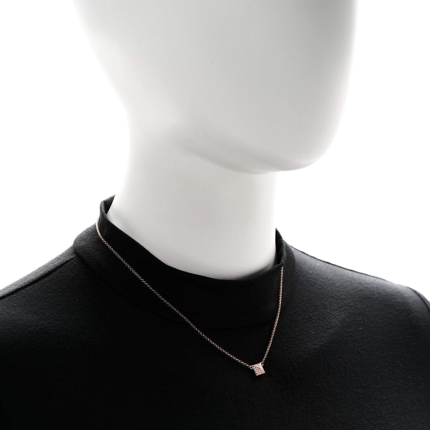 Hermes 18K Rose Gold Diamond Clou d'H Pendant Necklace 2 of 6