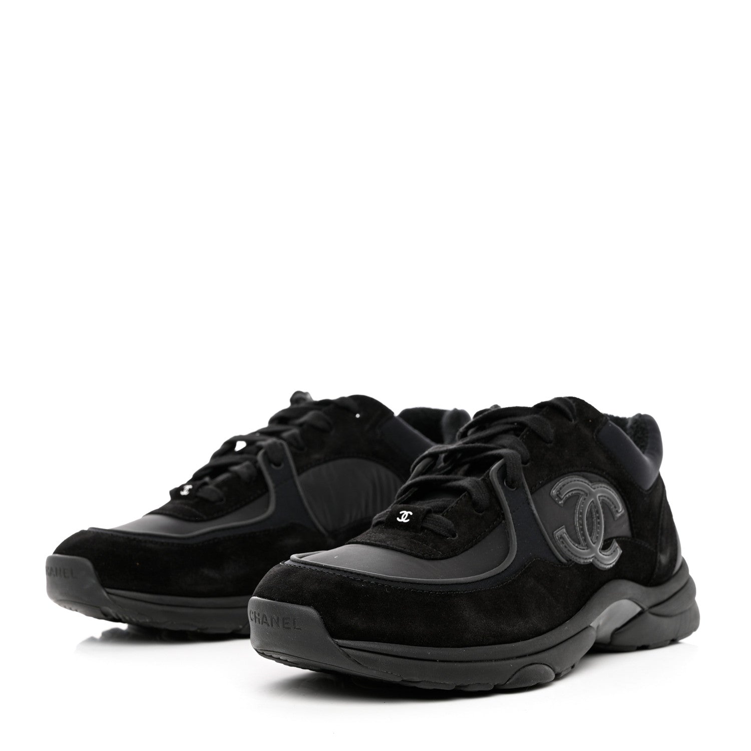 Chanel Kid Suede Calfskin Mens Sneakers 44 Black 3 of 12