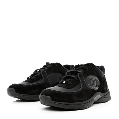 Chanel Kid Suede Calfskin Mens Sneakers 44 Black 3 of 12