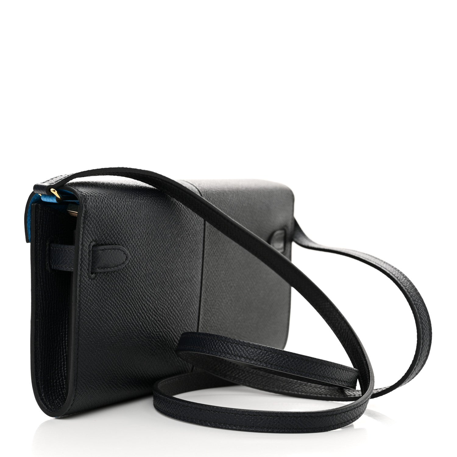Hermes Epsom Casaque Kelly Wallet To Go Black Bleu Indigo Bleu Frida 3 of 12
