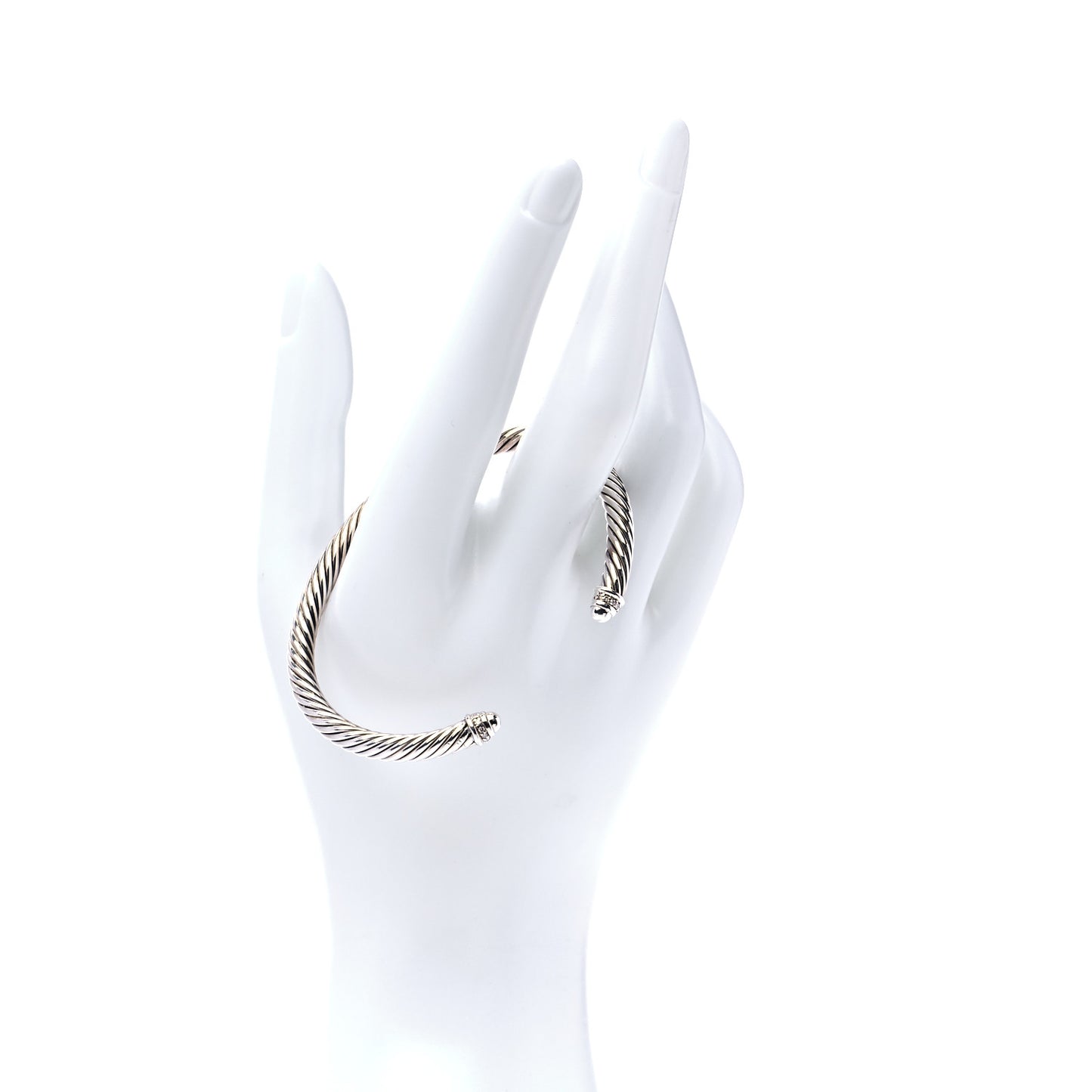 Sterling Silver Diamond 5mm Cable Classics Dome Bracelet