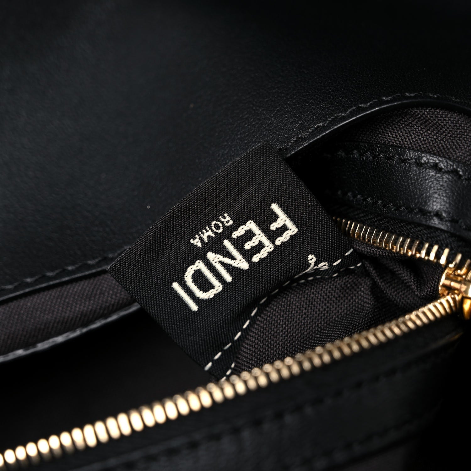 Fendi Shearling Vitello Dolce Macro FF 1974 Baguette Tobacco Black 7 of 10