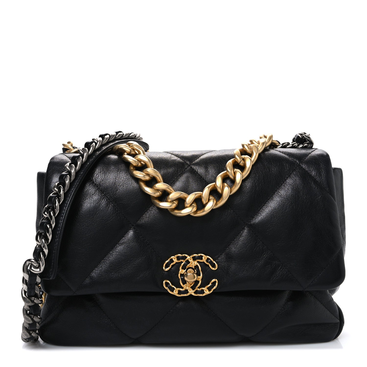 Chanel Goatskin Quilted Large Chanel 19 Flap Black 1 of 10