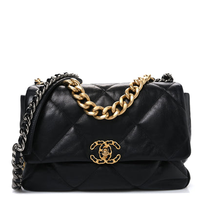 Chanel Goatskin Quilted Large Chanel 19 Flap Black 1 of 10