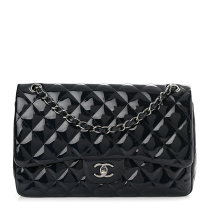 Chanel Patent Quilted Jumbo Double Flap Navy 1 of 17