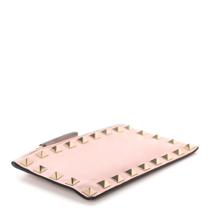 Valentino Garavani Calfskin Rockstud Coin Case Card Holder Water Rose 4 of 9