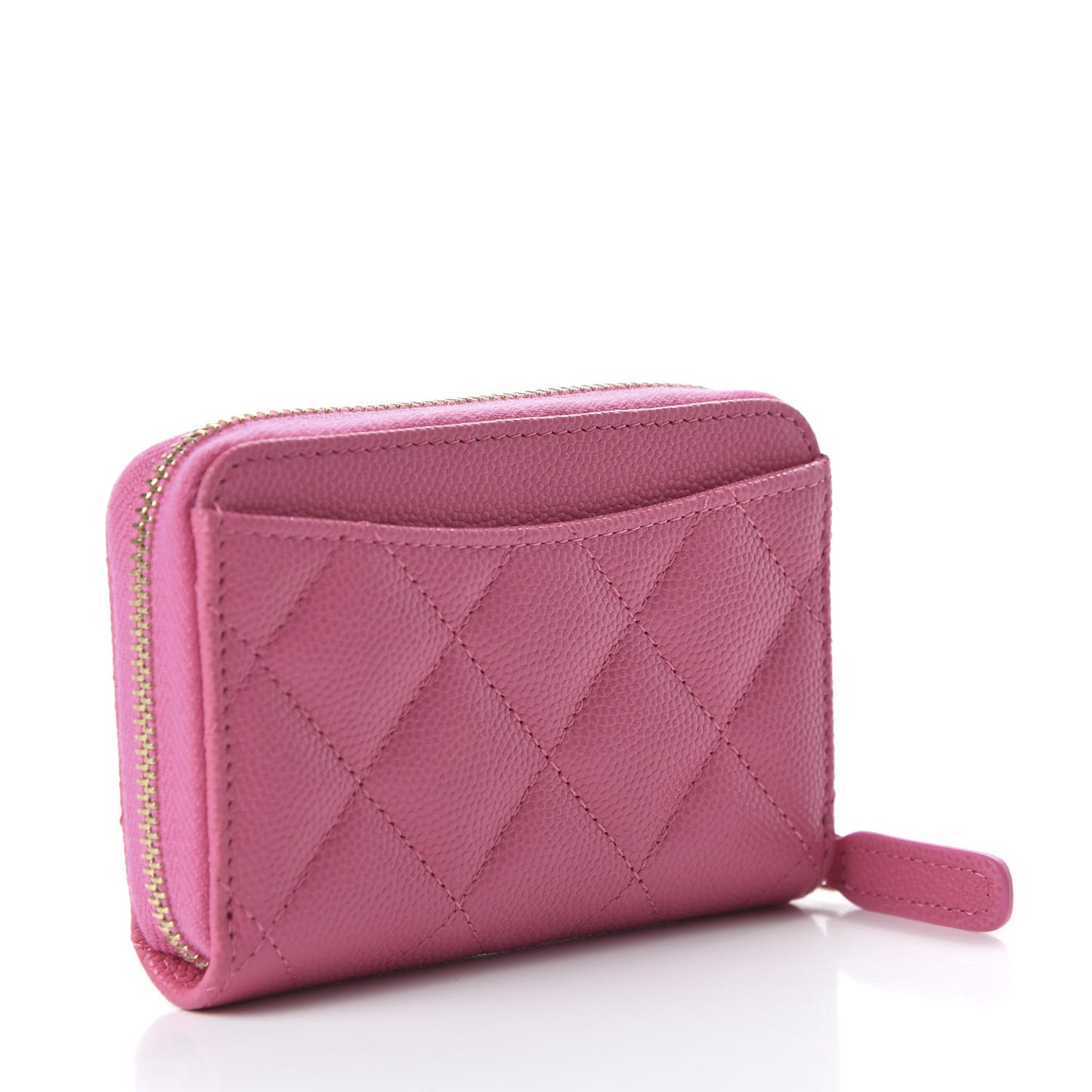 Caviar Quilted Zip Coin Purse Pink