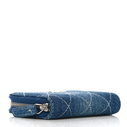 Chanel Denim Quilted Zip Coin Purse Blue 4 of 11