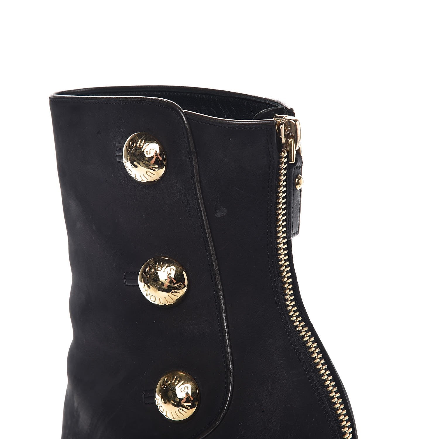 Louis Vuitton Suede Peep Toe Ankle Boots 37 Black 11 of 23