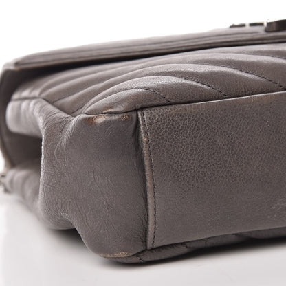Saint Laurent Sheepskin Matelasse Chevron Monogram Medium College Bag Dark Anthracite 16 of 19