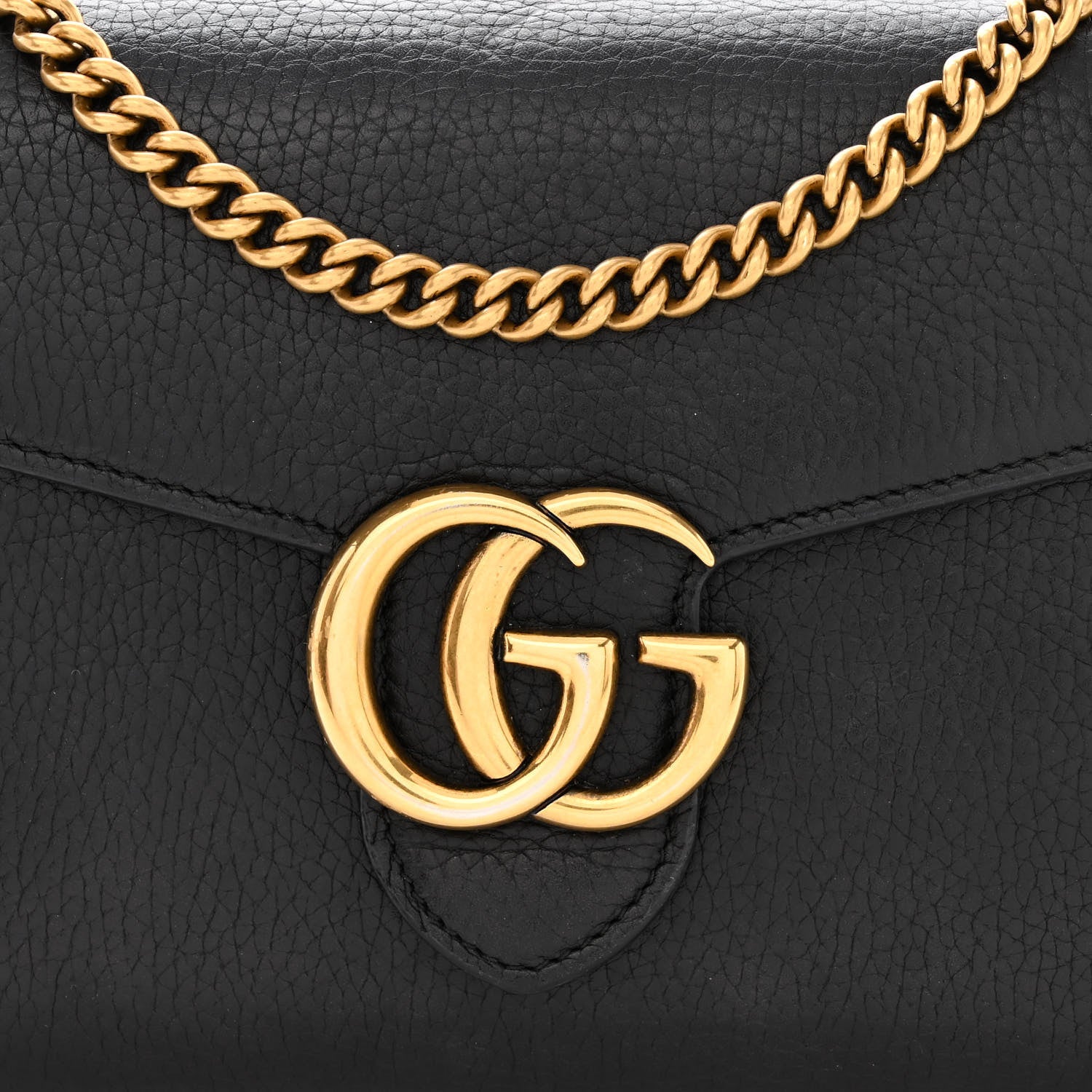 Gucci Calfskin GG Marmont Chain Wallet Black 8 of 13