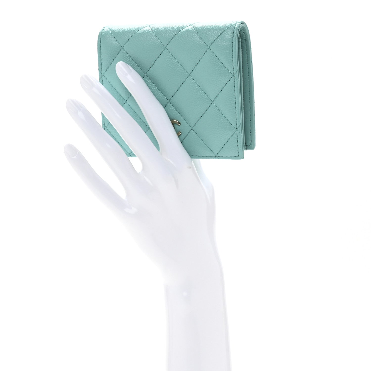 Chanel Caviar Quilted Compact Bifold Wallet Light Blue 2 of 11