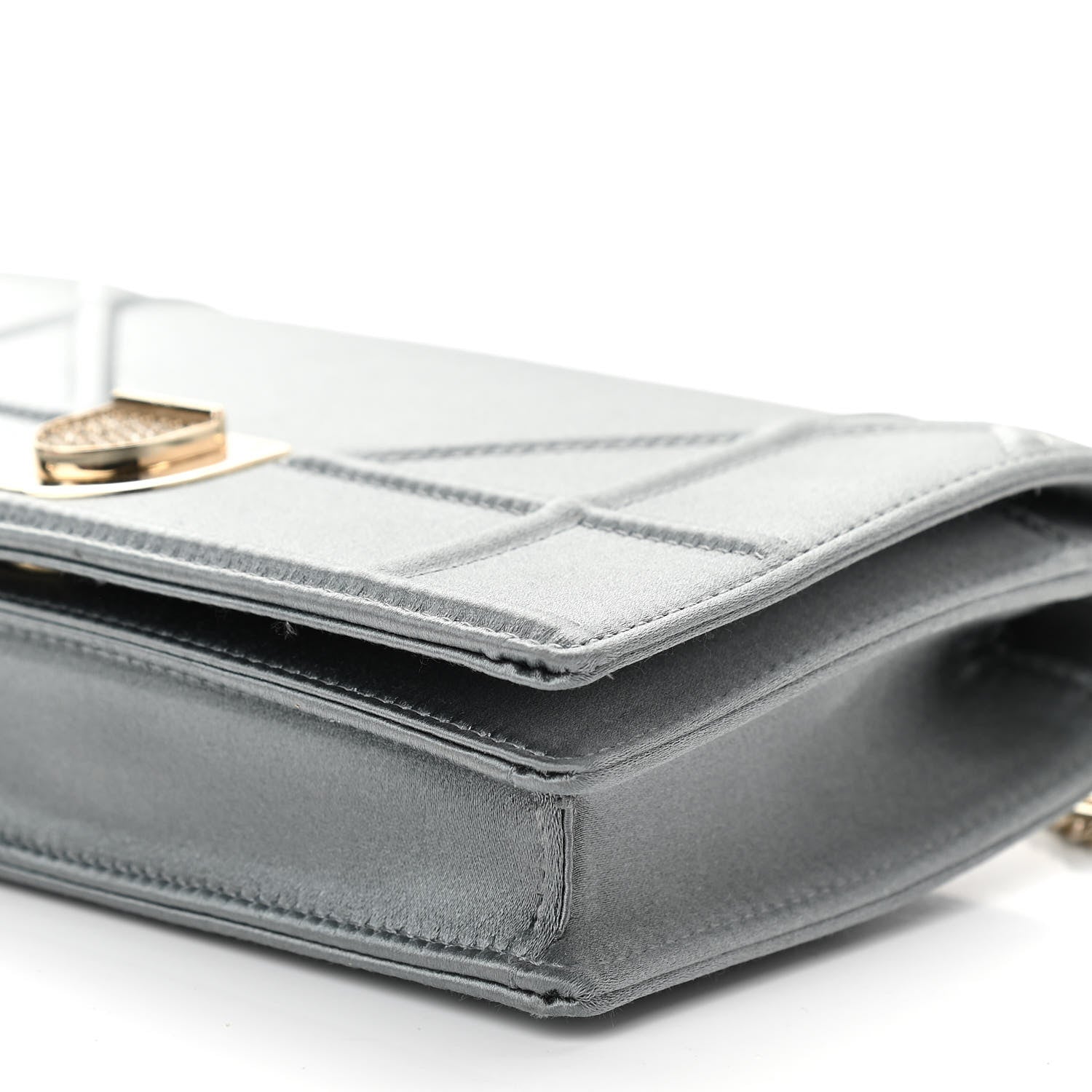 Christian Dior Satin Diorama Wallet on Chain Pouch Blue Gray 9 of 9