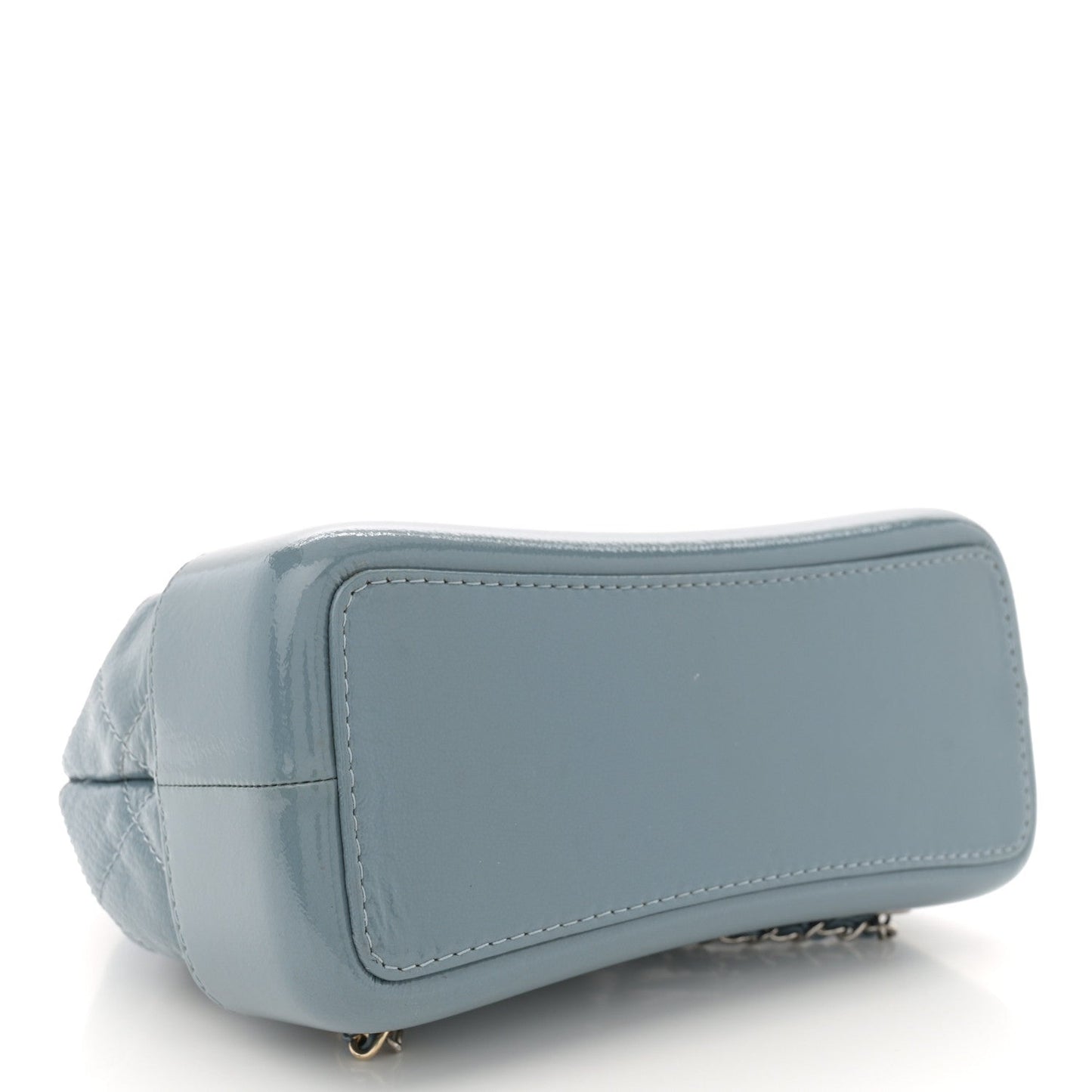 Patent Goatskin Quilted Small Gabrielle Backpack Blue