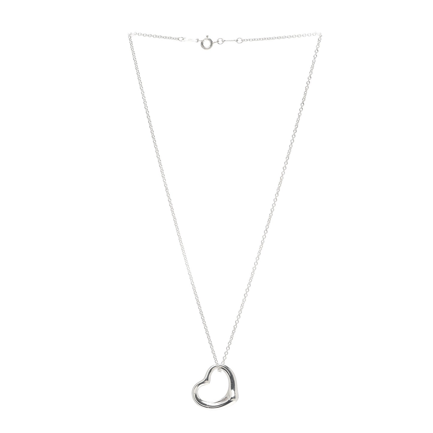 Sterling Silver 22mm Elsa Peretti Open Heart Pendant Necklace